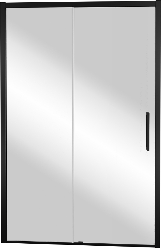 Balmani Senses Design Dusche Schiebetür, Links, 140 cm x 210 cm, Reflex-Spiegelglas, Profil Schwarz