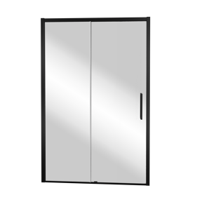 Balmani Senses Design Dusche Schiebetür, Links, 140 cm x 210 cm, Reflex-Spiegelglas, Profil Schwarz