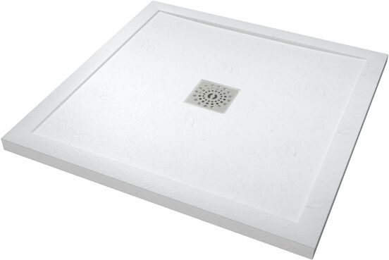 Linie Lido receveur de douche 90 x 90 cm marbre composite blanc mat texture ardoise