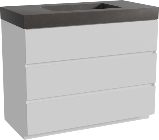 Storke Edge meuble salle de bains à poser 105 x 52 cm blanc mat avec Scuro High plan simple en quartz noir mat