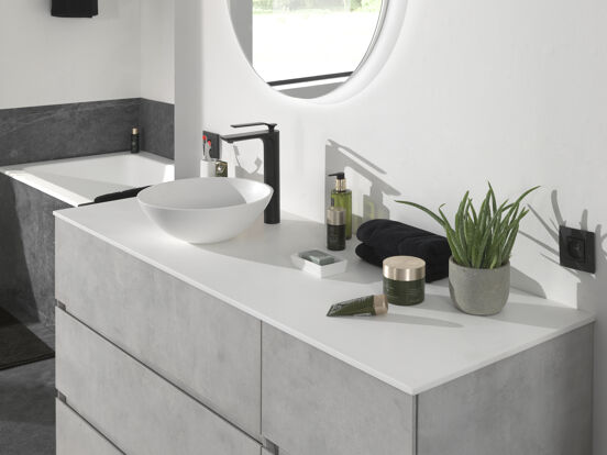 Storke Tavola enkel of dubbel wastafelblad matte Solid Surface 150 x 52 cm