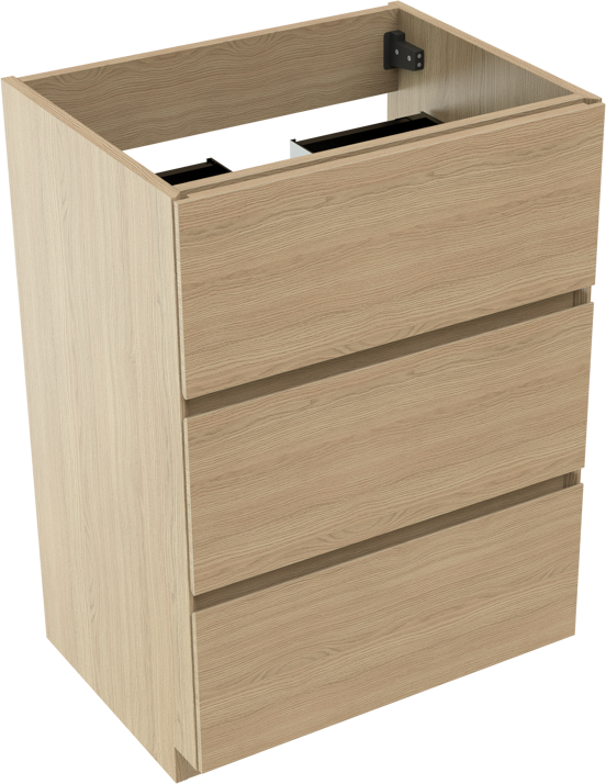 Storke Edge stehender Bad-Unterschrank 60 x 46 cm Eiche natur 3 Schubladen