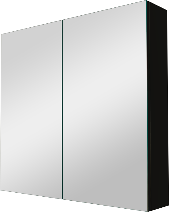 Linie Montro Spiegelschrank Bad: 80 x 75 cm, Schwarz matt