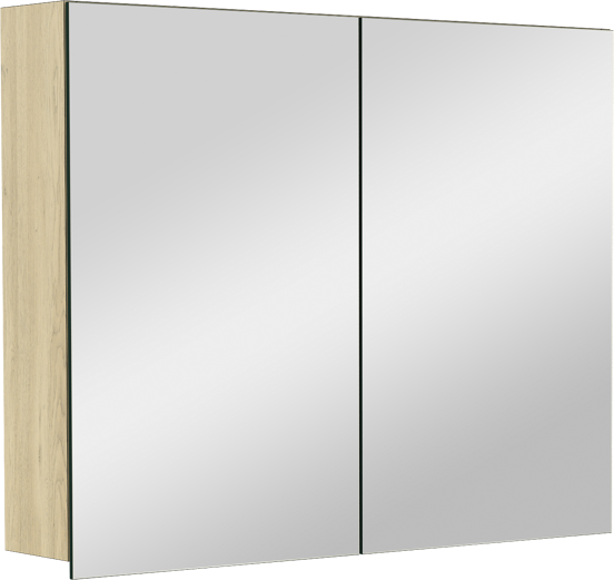 Balmani Lucida Spiegelschrank Bad: 90 x 72 cm, Eiche verwittert