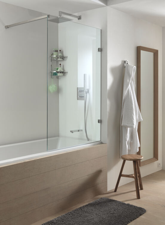 Luca Varess Solid pare-baignoire simple 95 cm verre clair profil chrome brillant