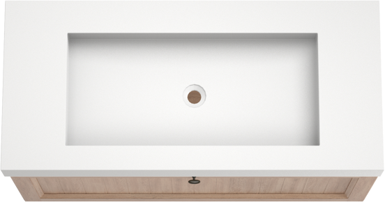 Balmani Lemon zwevend badkamermeubel 120 x 55 cm verweerde eik met Modus enkele wastafel voor 2 kraangaten in solid surface mat wit