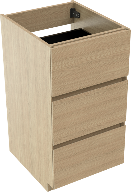 Storke Edge stehender Bad-Unterschrank, 45 x 52 cm, Eiche Natur, 3 Schubladen