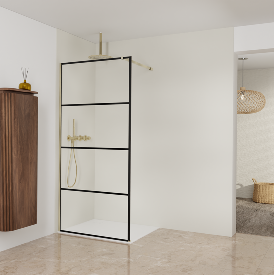 Balmani Modular inloopdouche: 100 x 200 cm, Lined, Brushed Champagne Gold profielen