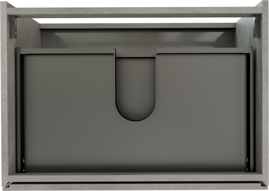 Storke Edge stehender Waschbeckenunterschrank: 75 x 52 cm, Beton dunkelgrau, 3 Schubladen