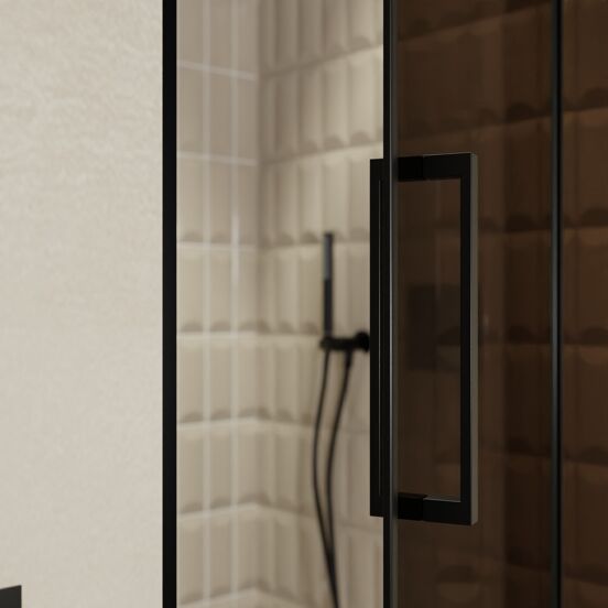 Balmani Senses Design Dusche Drehtür, Rechts, 100 cm x 210 cm, Bronze, Profil Schwarz