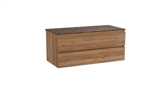 Balmani Lucida hängendes Möbelstück Set: 120 x 55 cm, Teak, mit Stretto Einzel- oder Doppel Waschtischplatte, Marmor Dark Emperador