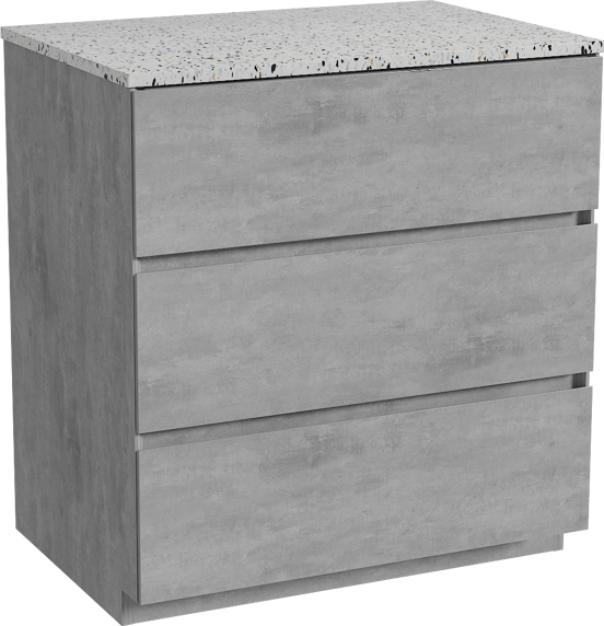 Storke Edge meuble salle de bains à poser 75 x 52 cm béton gris foncé avec Tavola tablette simple en blanc/noir mat terrazzo