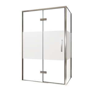 Balmani Senses Design douchehoek met linkse draaideur en vaste zijwand, 120 x 80 cm, Helder glas met matte strook, Chroom profielen