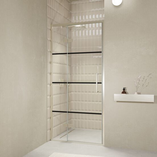 Balmani Senses Design douche draaideur links 100 cm x 210 cm Lined glas, Brushed CoolMetal profielen, met coating