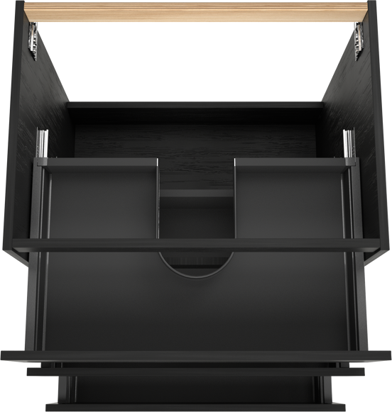 Balmani Lucida stehender Waschbeckenunterschrank: 75 x 55 cm, Eiche Schwarz, 3 Schubladen
