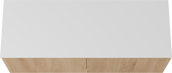 Balmani Eclips meuble salle de bains suspendu 150 x 55 cm Chêne naturelle avec Stretto tablette simple ou double en Solid Surface blanc mat