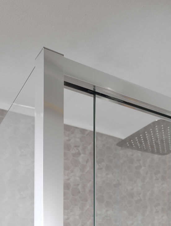 Luca Varess Senses douchehoek met schuifdeur en vaste zijwand 160 x 100 cm helder glas glanzend chroom profiel