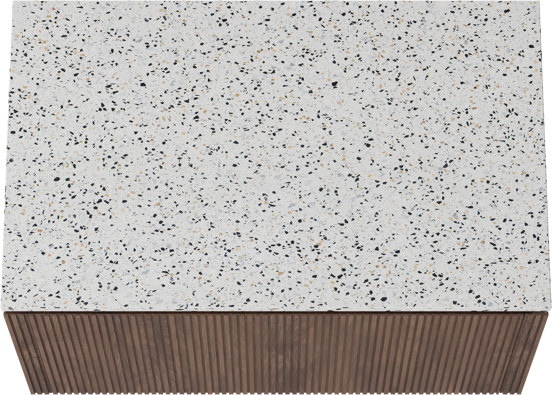Balmani Eclips meuble salle de bains suspendu 90 x 55 cm Noyer américain avec Stretto tablette simple en Bianco Nero Terrazzo, Nervure droite symétrique verticale