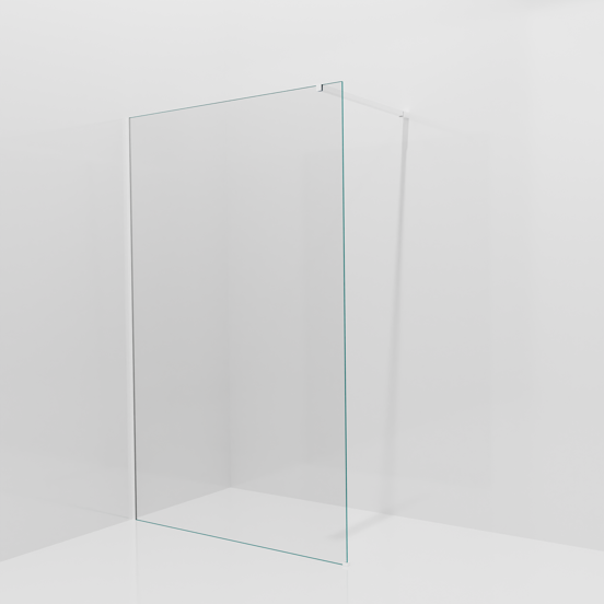 Balmani Modular inloopdouche: 130 x 200 cm, Helder glas met coating, Mat witte profielen