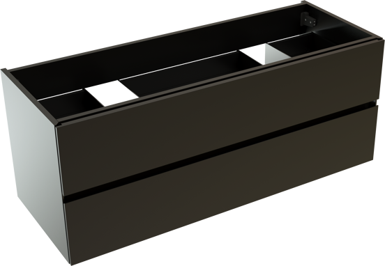 Storke Edge zwevende wastafelonderkast 120 x 46 cm mat zwart 2 lades 2 sifonuitsparingen