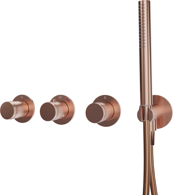 Blaufoss Pavilion Thermostat-Duscharmatur: Unterputz, Brushed Rosegold, Einbauelement inklusive