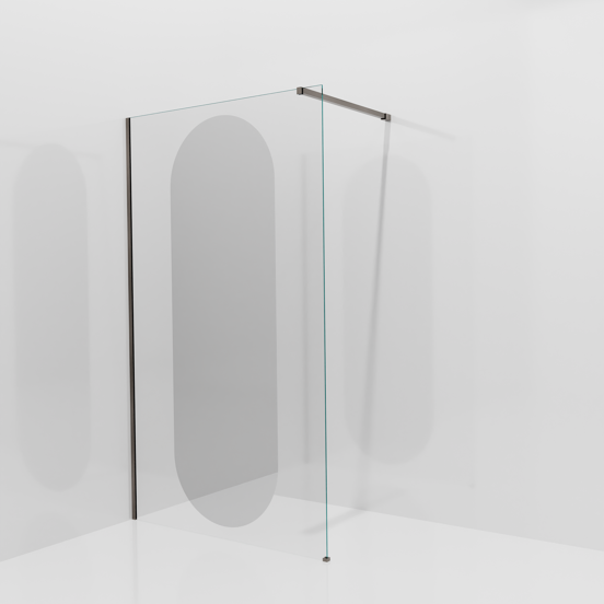 Balmani Modular douche à l'italienne: 120 x 200 cm, Miroir reflex ovale, Profil Brushed GunMetal