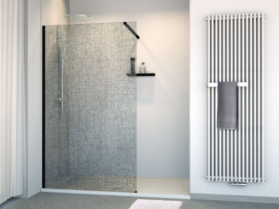 Balmani BMSS nisdouche 120 x 200 cm linnen zwart glas mat zwart profiel