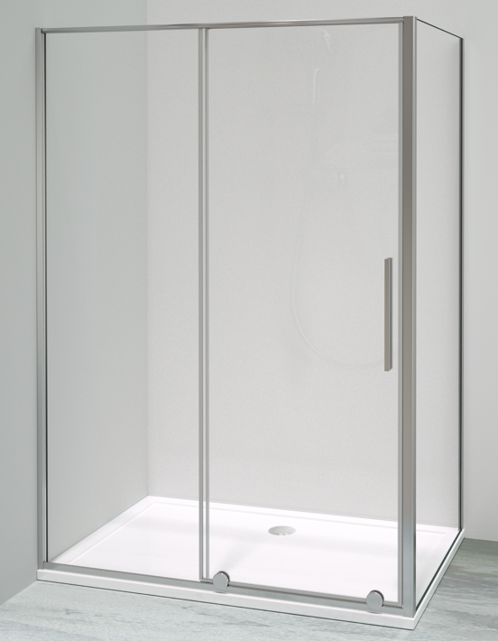 Luca Varess Morano paroi de douche avec porte coulissante et paroi latérale fixe 90 x 140 cm verre transparent profil chrome brillant