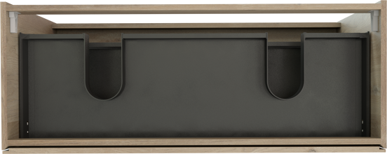 Storke Edge meuble sous-lavabo a poser 120 x 46 cm chêne brut 3 tiroirs 2 découpés de siphon