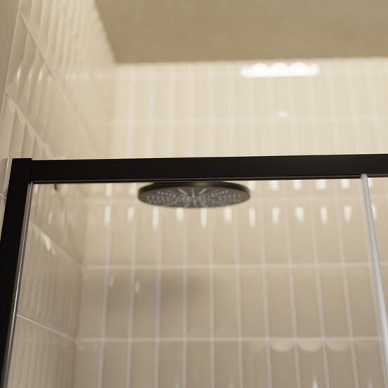 Balmani Senses Design porte coulissante réversible 180 cm x 210 cm verre transparent, Profil noir