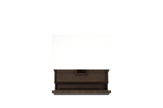 Balmani Forma zwevend badkamermeubel 90 x 55 cm gerookte eik met Stretto enkel tablet in solid surface mat wit, Verticale symmetrische rechte ribbel