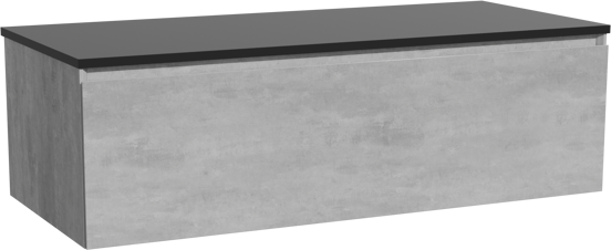 Storke Edge zwevend badmeubel 120 x 52 cm beton donkergrijs met Panton enkel of dubbel wastafelblad in gepoedercoate mdf mat zwart