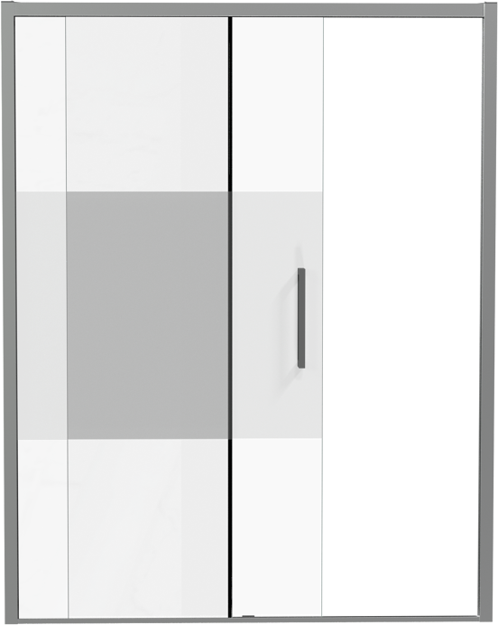 Luca Varess Senses linkse douche schuifdeur 160 x 200 cm helder glas met matte strook glanzend chroom profiel