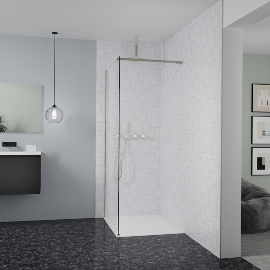 Balmani Modular Walk-In Dusche: 100 x 200 cm, Klarglas, Profil Brushed CoolMetal
