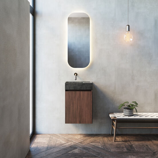 Balmani Giro Arcato afgeronde hoeken toiletspiegel 36 x 90 cm met spiegelverlichting
