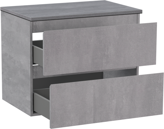 Linie Lado hängendes Möbelstück Set: 70 x 46 cm, Beton dunkelgrau, mit Lado Einzel Waschtischplatte, Melamin Beton dunkelgrau