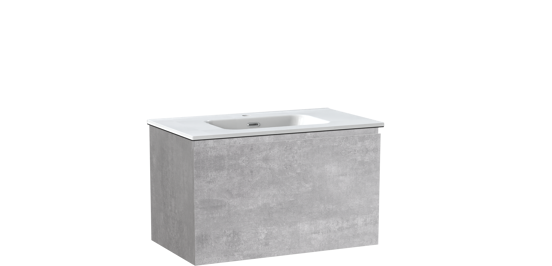 Linie Lado meuble salle de bains suspendu 80 x 46 cm béton gris foncé avec Baro plan simple en porcelaine blanc brillant