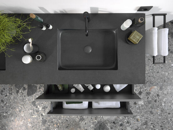 Balmani Tablo Facetta double vasque granite doux 180 x 55 cm