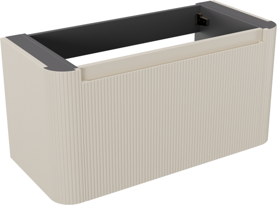 Storke Soft zwevende wastafelonderkast 100 x 46 cm Sand mat 2 lades vert. sym. Groef