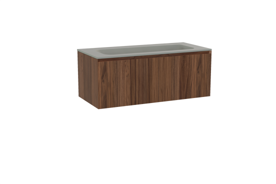 Balmani Idra meuble salle de bains suspendu 120 x 55 cm noyer avec Tablo Strada lavabo simple pour 2 trous de robinet en marbre composite soie grise