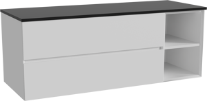Storke Edge meuble salle de bains suspendu 140 x 52 cm blanc mat avec Panton tablette simple ou double en mdf enduit de poudre noir mat