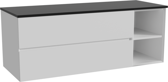 Storke Edge meuble salle de bains suspendu 140 x 52 cm blanc mat avec Panton tablette simple ou double en mdf enduit de poudre noir mat