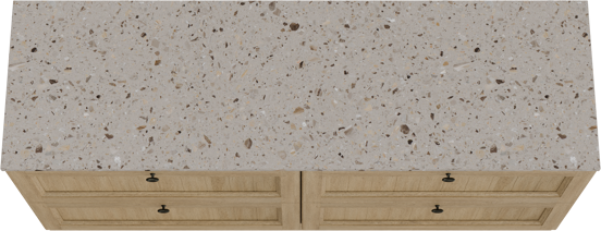 Balmani Lemon staand badkamermeubel 180 x 55 cm verweerde eik met Stretto enkel of dubbel tablet in terrazzo greige terrazzo