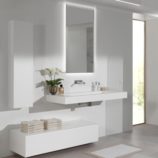 Balmani Modus plan simple pour 2 trous de robinet mat Solid Surface 135 x 55 cm