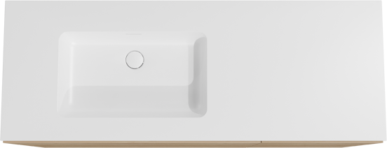 Storke Edge meuble salle de bains à poser 140 x 52 cm chêne brut avec Mata plan vasque asymétrique à gauche en solid surface blanc mat