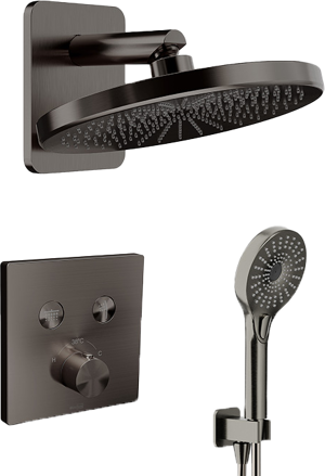 Blaufoss Smartbox Switch-line robinet thermostatique Colonne de douche de pluie encastré avec douche de tête 25cm Brushed GunMetal