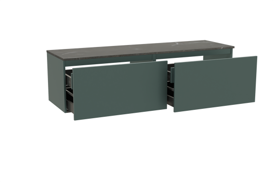 Balmani Sfera meuble salle de bains suspendu 180 x 55 cm forest avec Stretto tablette simple ou double en marbre pietra grey