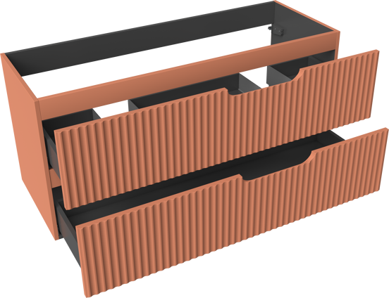Linie Ribbo meuble sous-vasque suspendu 120 x 46 cm cotto 2 tiroirs