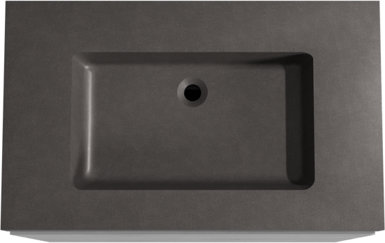 Storke Edge meuble salle de bains à poser 85 x 52 cm béton gris foncé avec Scuro High plan simple en quartz noir mat