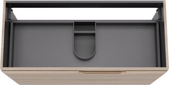 Linie Curvo hängender möbelstück Waschtischunterschränke 100 x 46 cm Eiche Hell 2 Schubladen